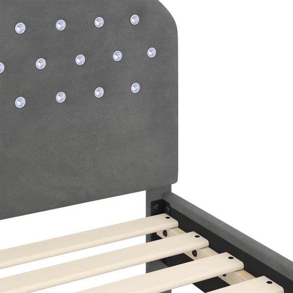 Kinderbettgestell mit Kopfteil Dunkelgrau 70 x 140 cm Samt