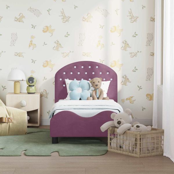 Kinderbettgestell mit Kopfteil Lila 70 x 140 cm Samt