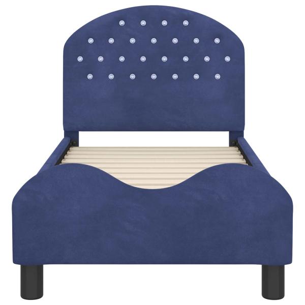 Kinderbettgestell mit Kopfteil Polizeiblau 70 x 140 cm Samt