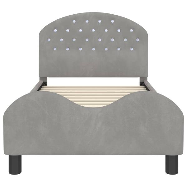 Kinderbettgestell mit Kopfteil Hellgrau 80 x 160 cm Samt