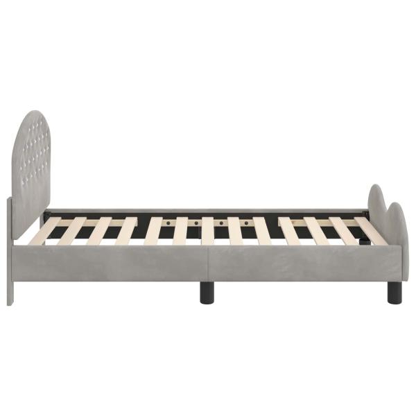 Kinderbettgestell mit Kopfteil Hellgrau 80 x 160 cm Samt