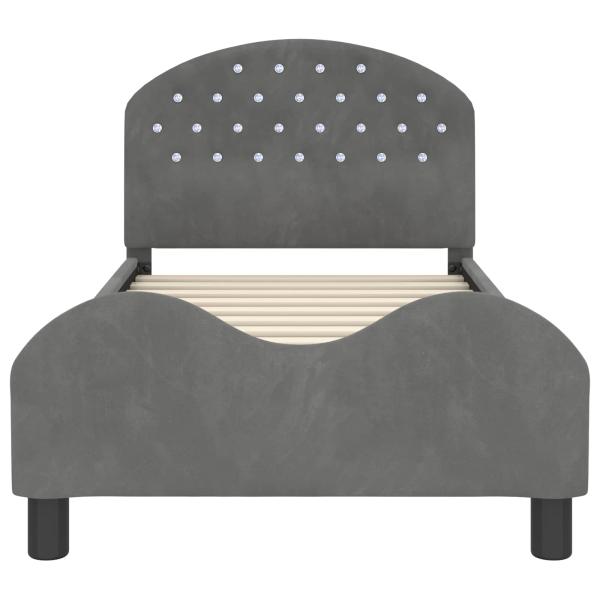 Kinderbettgestell mit Kopfteil Dunkelgrau 80 x 160 cm Samt