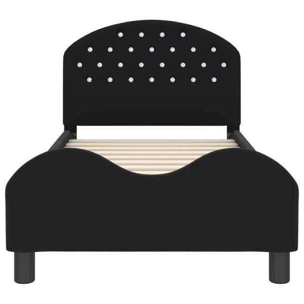 Kinderbettgestell mit Kopfteil Schwarz 80 x 160 cm Samt