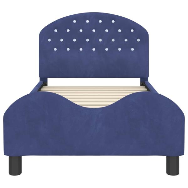 Kinderbettgestell mit Kopfteil Polizeiblau 80 x 160 cm Samt