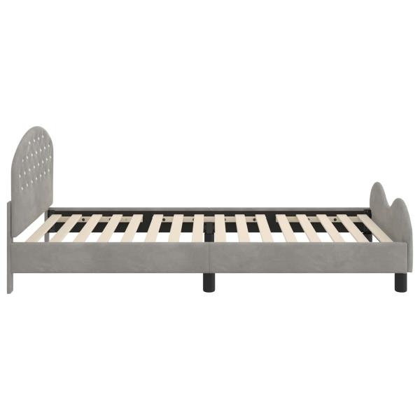 Kinderbettgestell mit Kopfteil Hellgrau 90 x 200 cm Samt