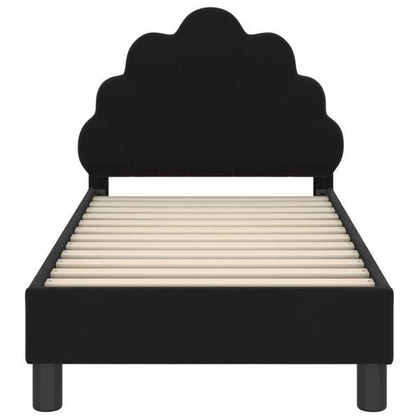 Kinderbettgestell mit Kopfteil Schwarz 70 x 140 cm Samt
