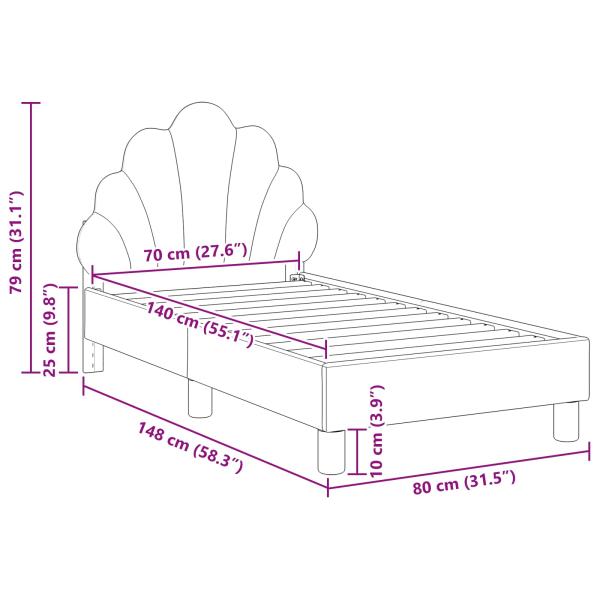 Kinderbettgestell mit Kopfteil Rosa 70 x 140 cm Samt