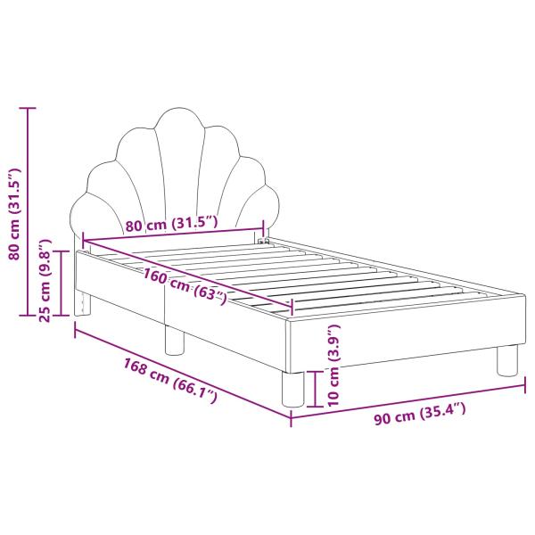 Kinderbettgestell mit Kopfteil Lila 80 x 160 cm Samt