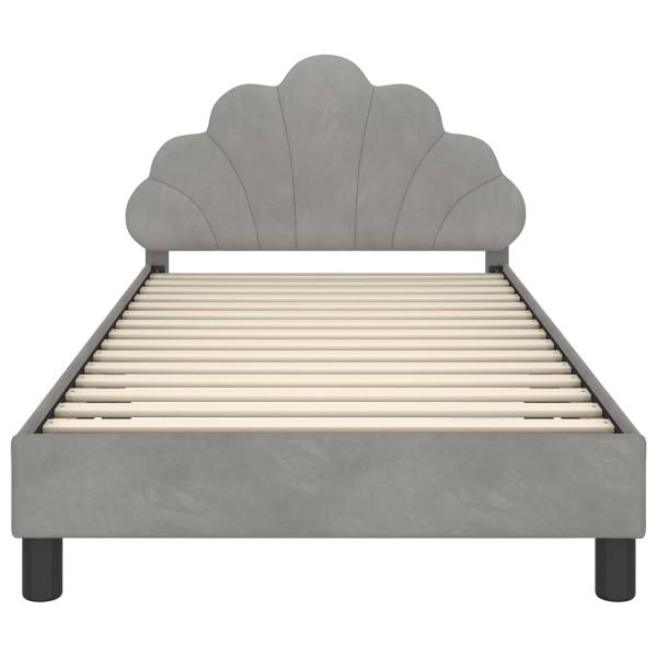 Kinderbettgestell mit Kopfteil Hellgrau 90 x 200 cm Samt