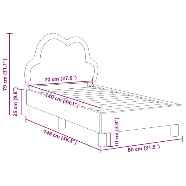Kinderbettgestell mit Kopfteil mit Kopfteil Rosa 70 x 140 cm PU