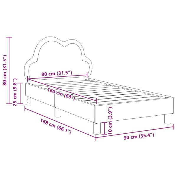 Kinderbettgestell mit Kopfteil Hellgrau 80 x 160 cm PU
