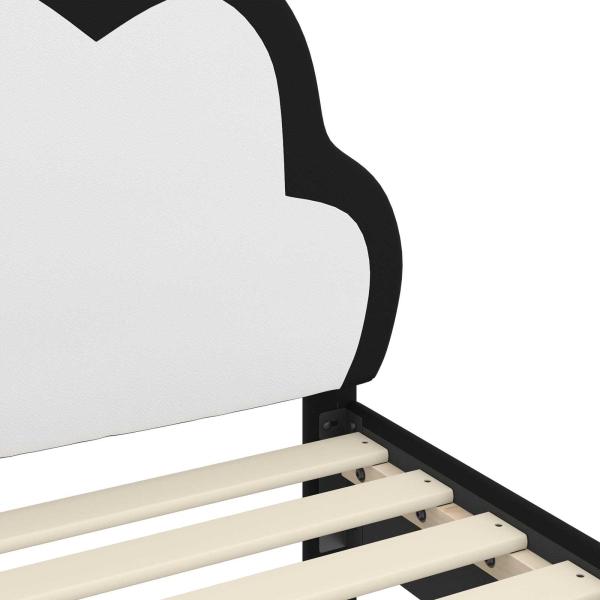 Kinderbettgestell mit Kopfteil Schwarz 80 x 160 cm PU