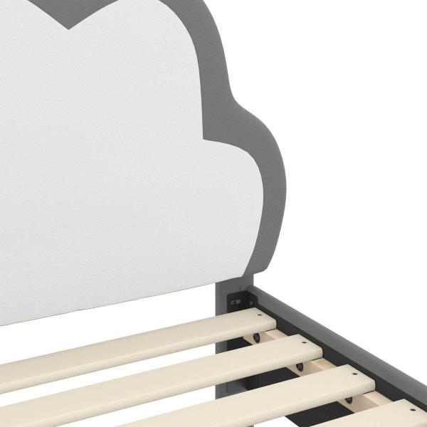 ARDEBO.de - Kinderbettgestell mit Kopfteil Hellgrau 90 x 190 cm PU