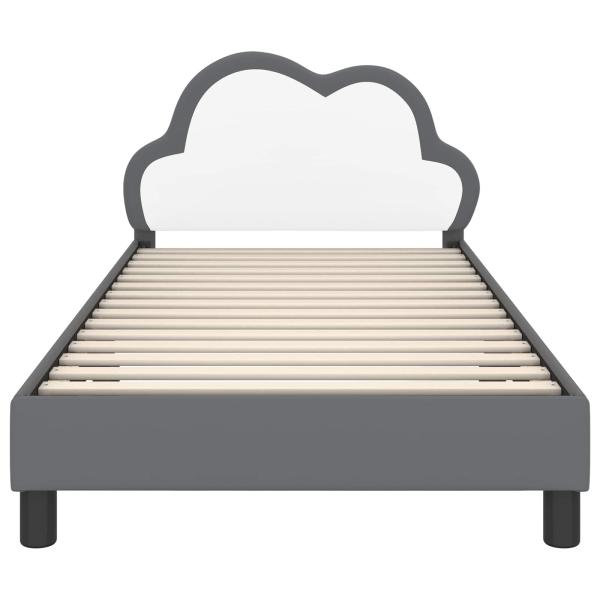 Kinderbettgestell mit Kopfteil Hellgrau 90 x 200 cm PU