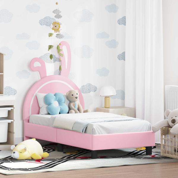 ARDEBO.de - Kinderbettgestell mit Kopfteil mit Kopfteil Rosa 70 x 140 cm PU