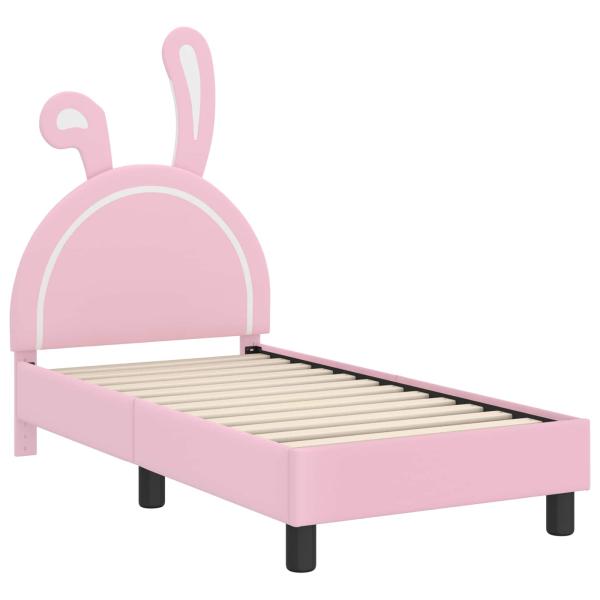 Kinderbettgestell mit Kopfteil mit Kopfteil Rosa 70 x 140 cm PU
