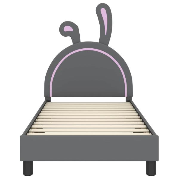 Kinderbettgestell mit Kopfteil Hellgrau 80 x 160 cm PU