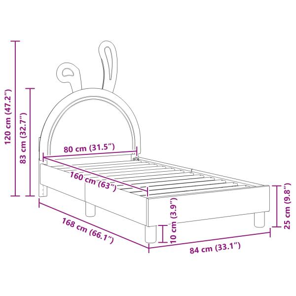 Kinderbettgestell mit Kopfteil mit Kopfteil Rosa 80 x 160 cm PU