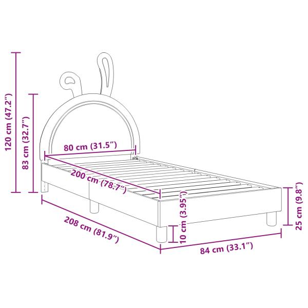 Kinderbettgestell mit Kopfteil mit Kopfteil Weiß 80 x 200 cm PU