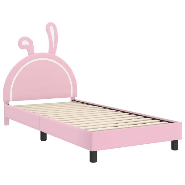 Kinderbettgestell mit Kopfteil mit Kopfteil Rosa 90 x 190 cm PU