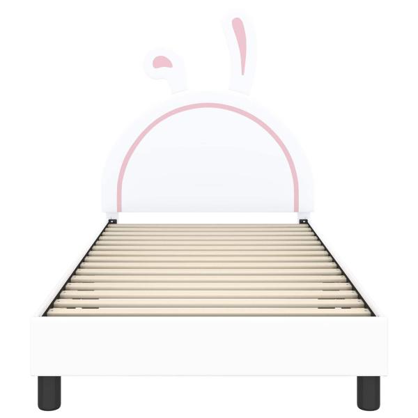 Kinderbettgestell mit Kopfteil mit Kopfteil Weiß 90 x 200 cm PU