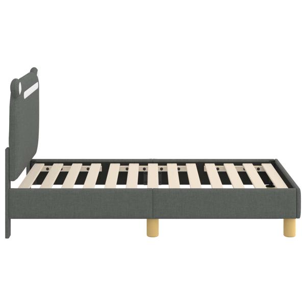 Kinderbettgestell mit Kopfteil Dunkelgrau 70 x 140 cm Stoff