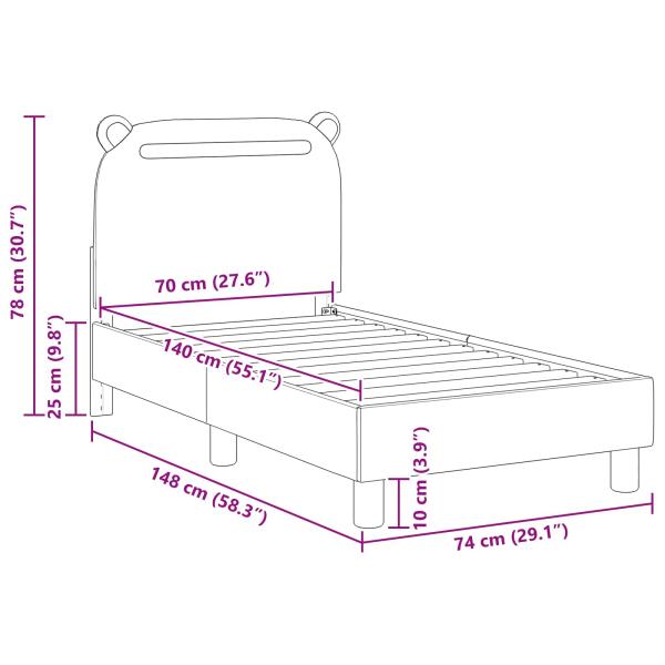 Kinderbettgestell mit Kopfteil Rosa 70 x 140 cm Stoff