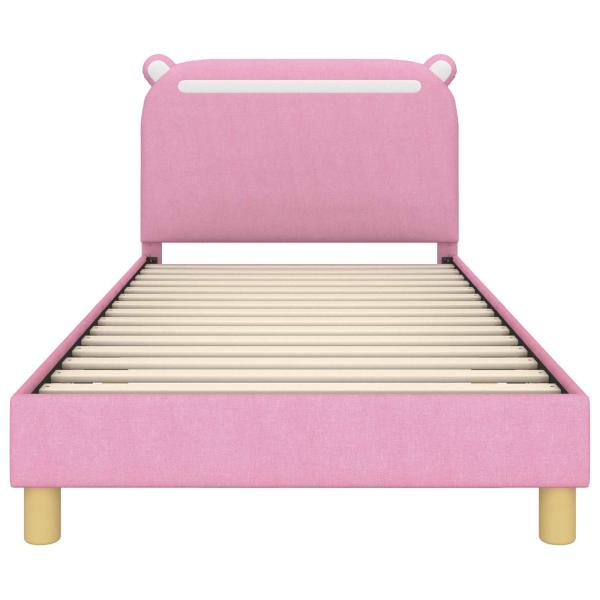 Kinderbettgestell mit Kopfteil Rosa 80 x 200 cm Stoff