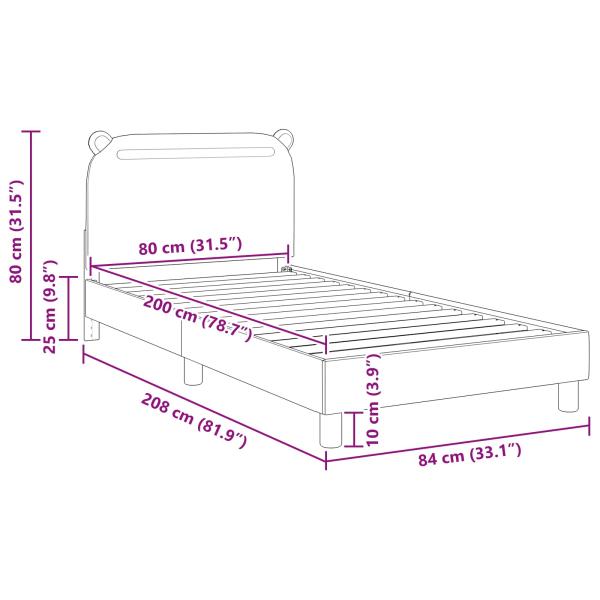 Kinderbettgestell mit Kopfteil Rosa 80 x 200 cm Stoff