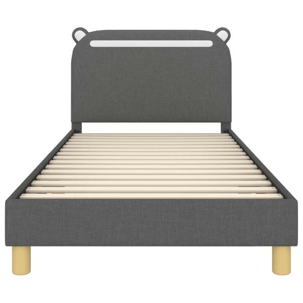 Kinderbettgestell mit Kopfteil Dunkelgrau 90 x 190 cm Stoff