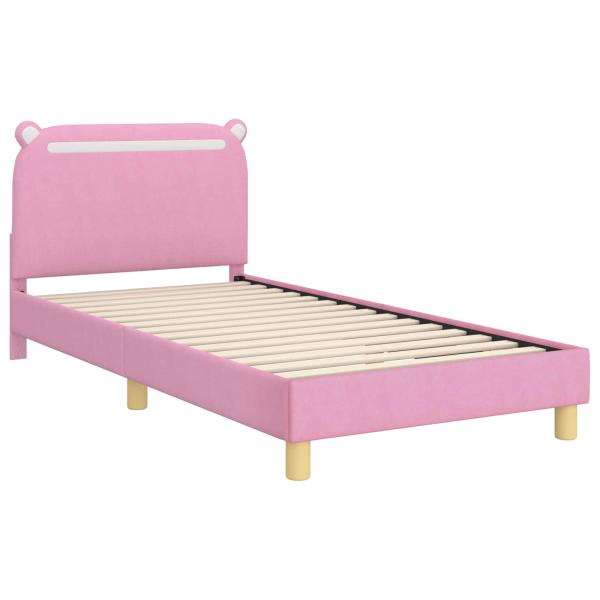 Kinderbettgestell mit Kopfteil Rosa 90 x 190 cm Stoff