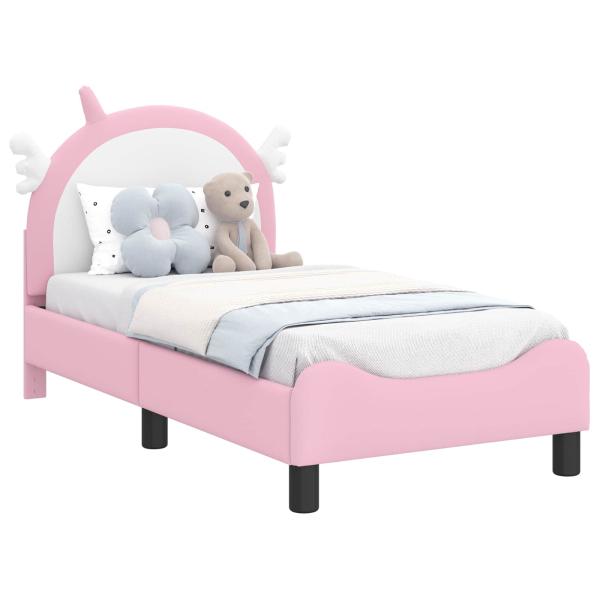 ARDEBO.de - Kinderbettgestell mit Kopfteil mit Kopfteil Rosa 70 x 140 cm PU
