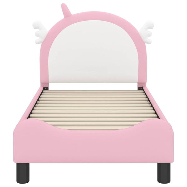 Kinderbettgestell mit Kopfteil mit Kopfteil Rosa 70 x 140 cm PU