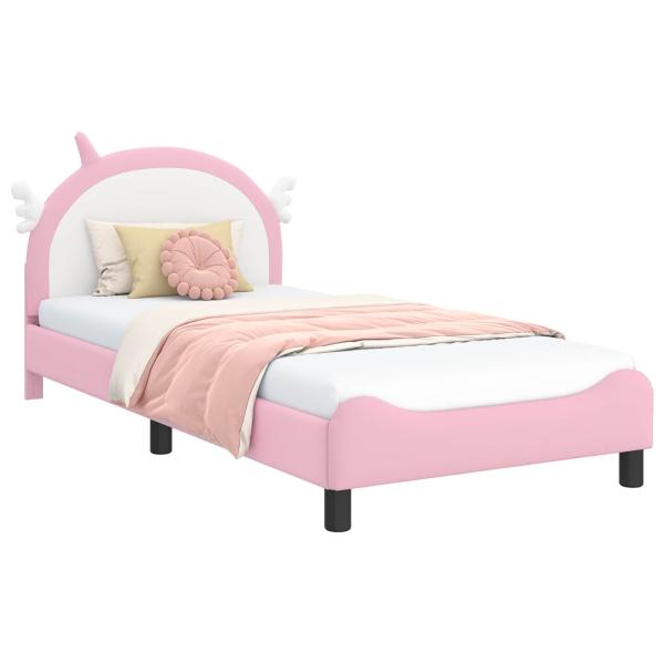 ARDEBO.de - Kinderbettgestell mit Kopfteil mit Kopfteil Rosa 80 x 200 cm PU