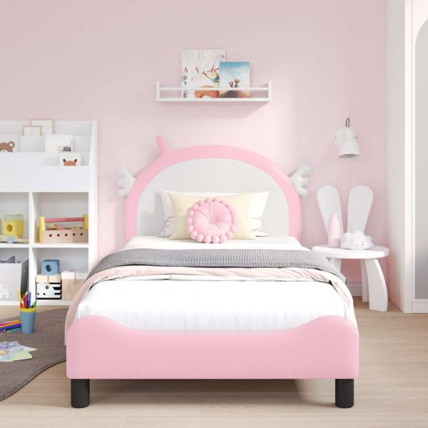 Kinderbettgestell mit Kopfteil Rosa 80 x 200 cm PU
