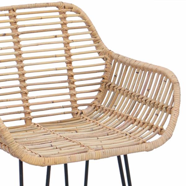Barstuhl 2 pcs Natur 55 x 52 x 92 cm Rattan und Eisen