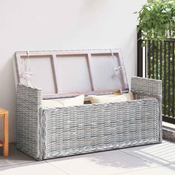 Sitzbank mit Stauraum Weiß gewaschen 110 x 40 x 50 cm Rattan