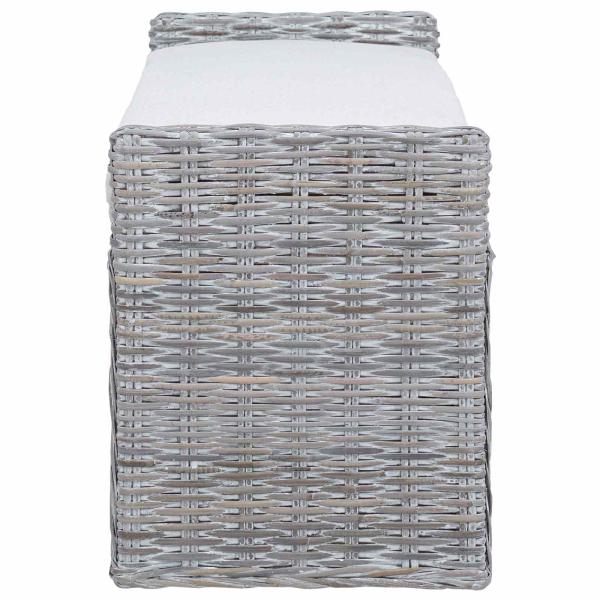 Sitzbank mit Stauraum Weiß gewaschen 110 x 40 x 50 cm Rattan