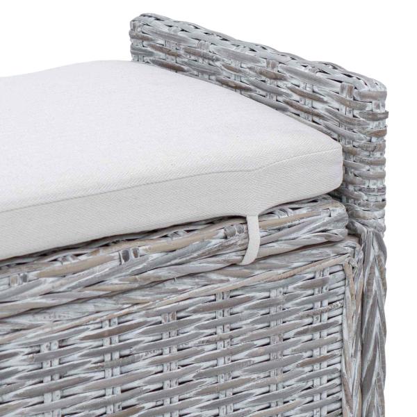 Sitzbank mit Stauraum Weiß gewaschen 110 x 40 x 50 cm Rattan
