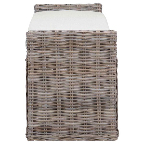 Sitzbank mit Stauraum mit Kissen Grau 110 x 40 x 50 cm Rattan