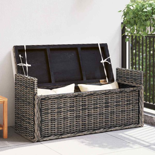 Sitzbank mit Stauraum Schwarz gewaschen 110 x 40 x 50 cm Rattan