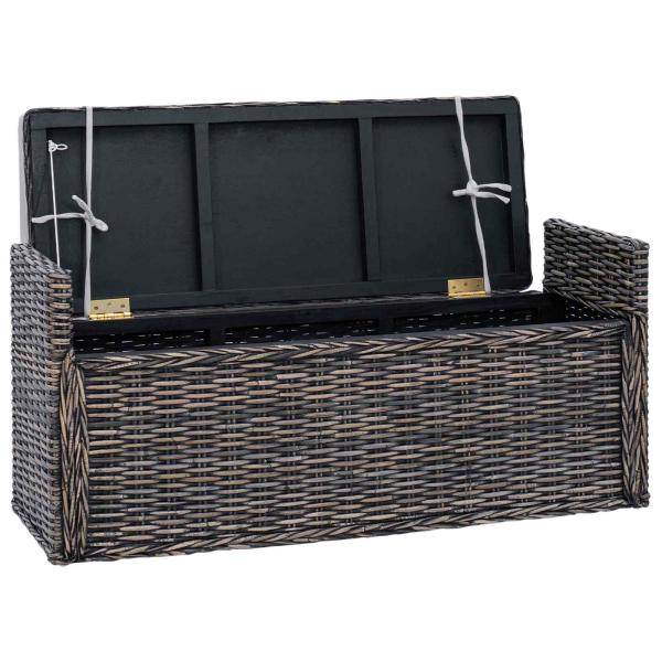 Sitzbank mit Stauraum Schwarz gewaschen 110 x 40 x 50 cm Rattan