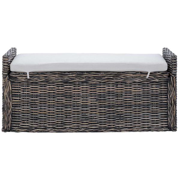 Sitzbank mit Stauraum Schwarz gewaschen 110 x 40 x 50 cm Rattan