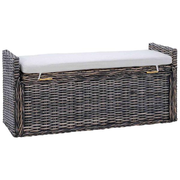 Sitzbank mit Stauraum Schwarz gewaschen 110 x 40 x 50 cm Rattan