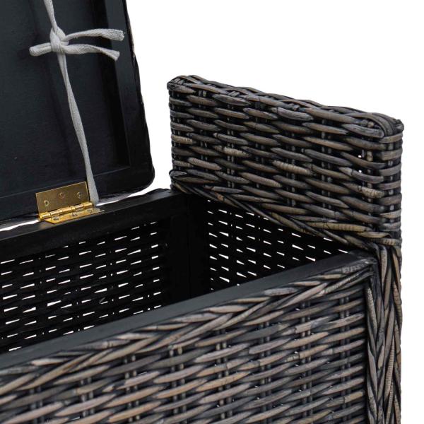 Sitzbank mit Stauraum Schwarz gewaschen 110 x 40 x 50 cm Rattan