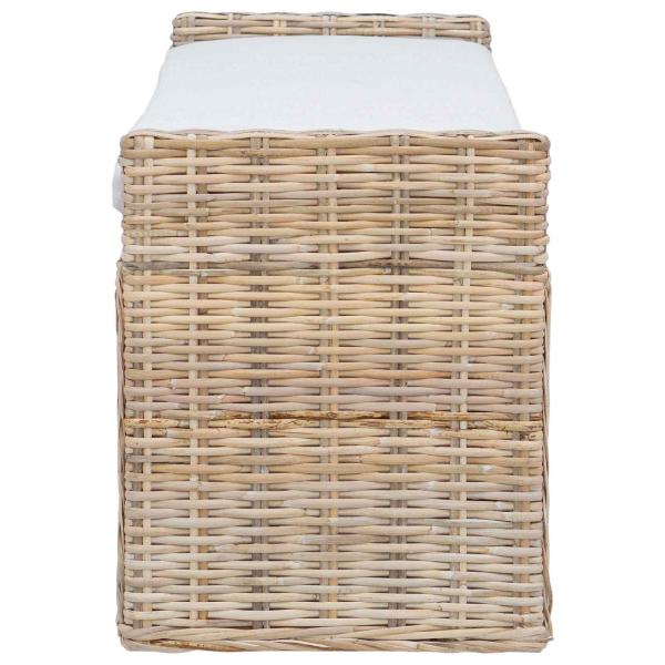 Sitzbank mit Stauraum mit Kissen Natur 110 x 40 x 50 cm Rattan