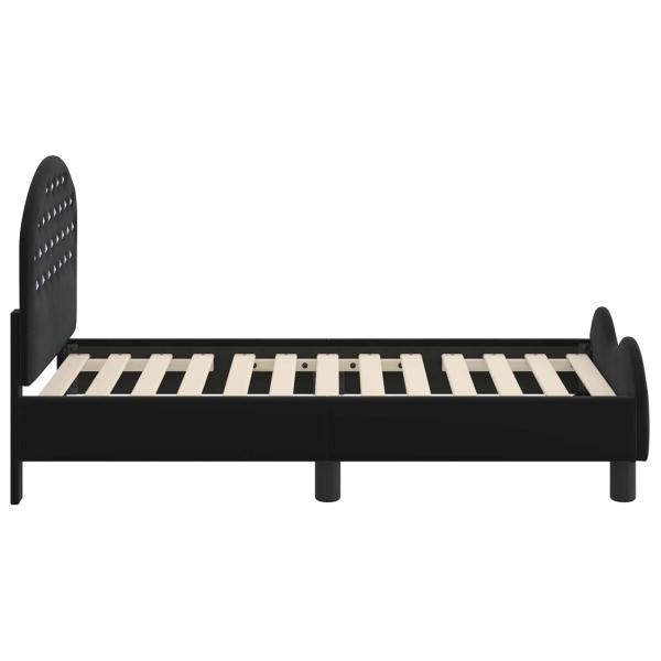 Kinderbettgestell mit Kopfteil Schwarz 70 x 140 cm Samt