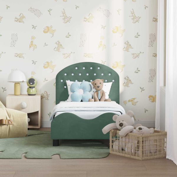 Kinderbettgestell mit Kopfteil Meergrün 70 x 140 cm Samt