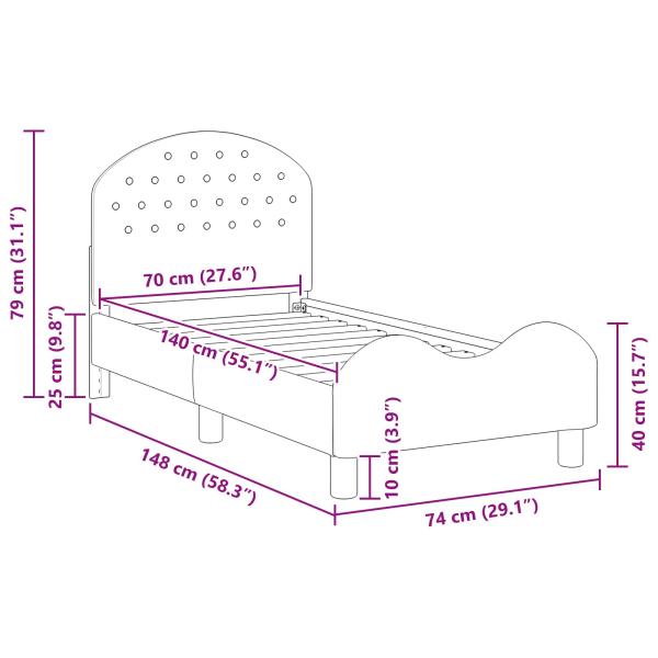 Kinderbettgestell mit Kopfteil Meergrün 70 x 140 cm Samt
