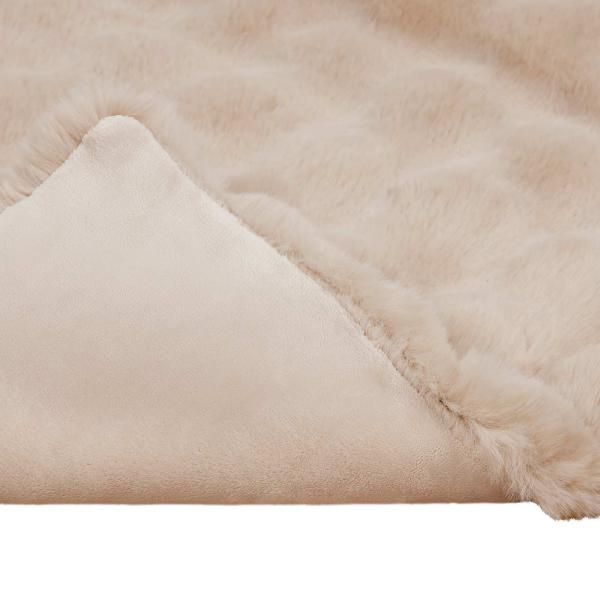 Kunstfell Kaninchenfell Decke Beige 130 x 150 cm Polyester
